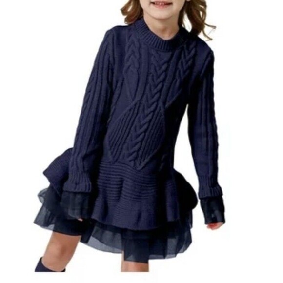 Bonnie Jean Girls' Long Sleeve Sweater Dress – Cable Knit Top With Skirt, Cute & Comfy - View #7
